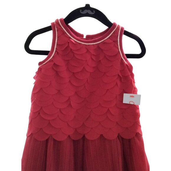 Cat & Jack Size 2T Dress With Pleated Skirt Red Sleeveless Scalloped Bodice - Picture 3 of 9